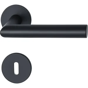 MARCHESI Drückergarnitur GEHRUNG auf Flachrosette BB, Edelstahl schwarz matt