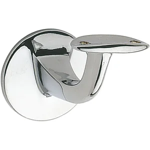 Handlaufträger mit gewölbter Auflage, Wandabstand 65mm, Messing verchromt