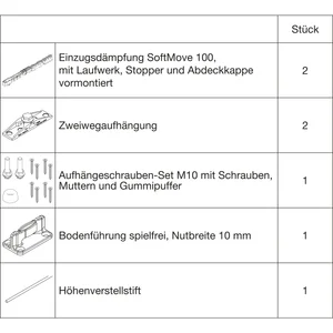 HAWA Junior 100/Z Beschlagset Holz SoftMove (30244)