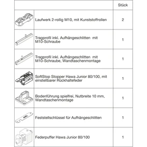 HAWA Junior 100/B-Pocket Beschlagset Holz SoftStop Federpuffer (30250)
