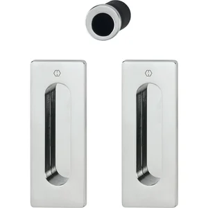 HOPPE Schiebetürmuschel Set M464 - BL, eckige Rosette, Messing verchromt