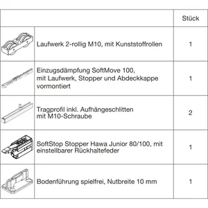HAWA Junior 100/B Beschlagset Holz SoftStop SoftMove (30227)