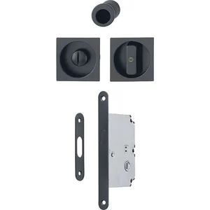 HOPPE Schiebetürmuschel Set 4921 - WC mit Schloss, eckig, schwarz matt